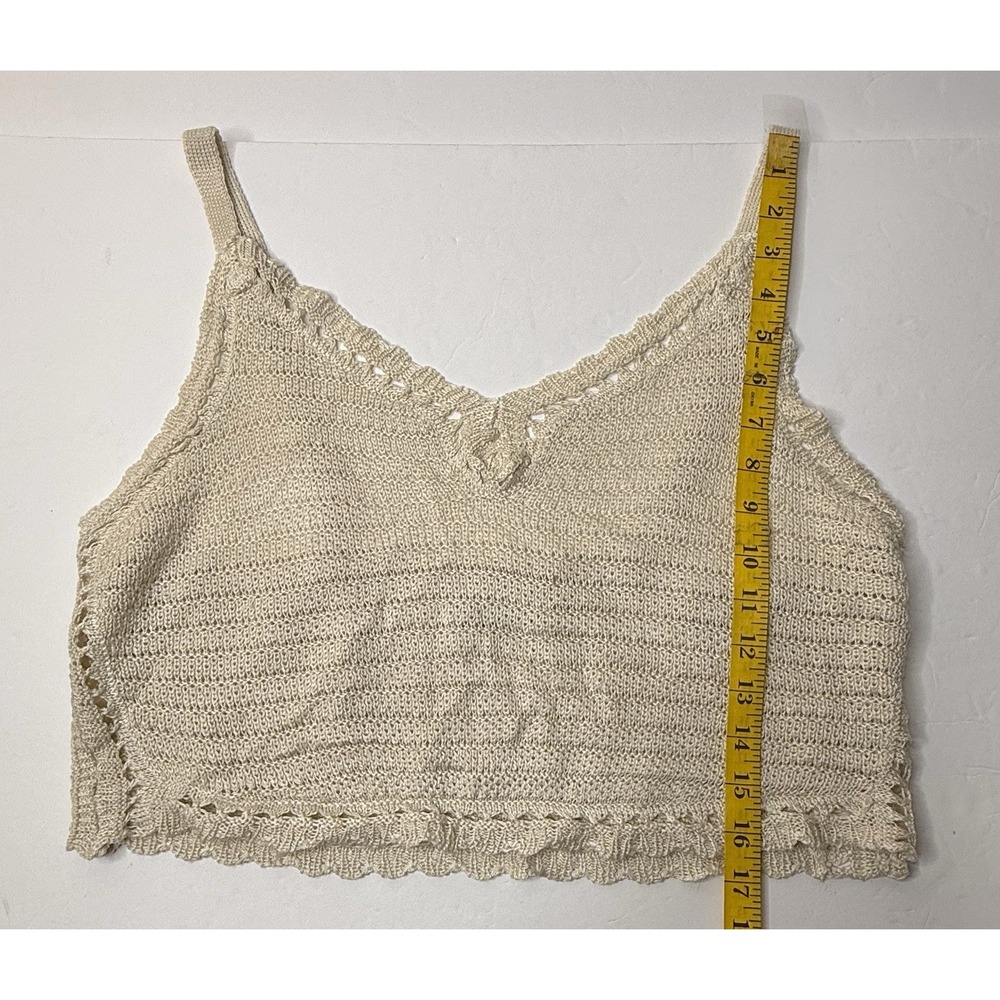 No Boundaries Sweater Tank Top Cropped‎ Women Size XL Cream Boho Indie Peasant - Picture 3 of 9